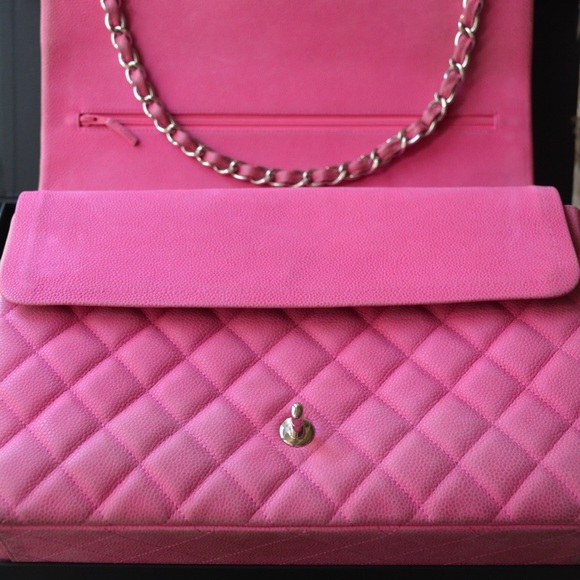 SOLD!! CHANEL Maxi double flap pink matte caviar - Picture 2 of 8